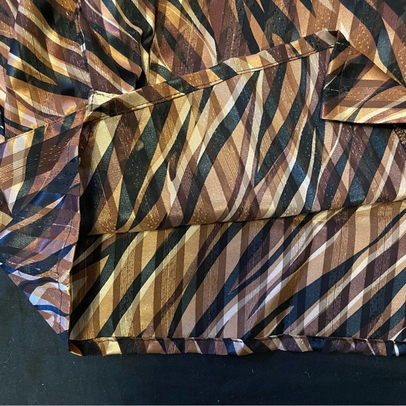 Yves St Clair Semi Sheer Brown Long Sleeved Blouse with golden metallic thread - Picture 4 of 8